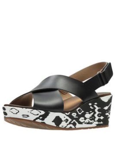 Clarks Stasha Wide Fit Hale4 Chunky Wedge Sandal - Black